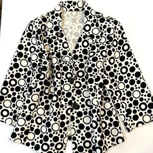 Black n white polka dots 2 button cardigan/jacket. Measurements in description